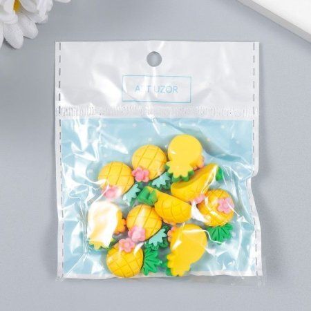 Декор для творчества пластик "Ананас с цветочком" 2 x 1.5 см SIM-7985148