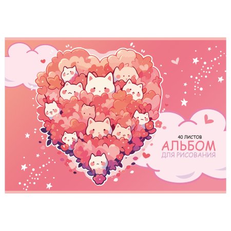 Альбом для рисования 40л. A4 BG "Kawaii" на скрепке, металлизация RE-АР4ск40_м_10940