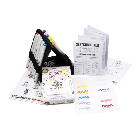 Набор маркеров SKETCHMARKER Basic 2 12 шт базовые оттенки + сумка органайзер MP12bas2