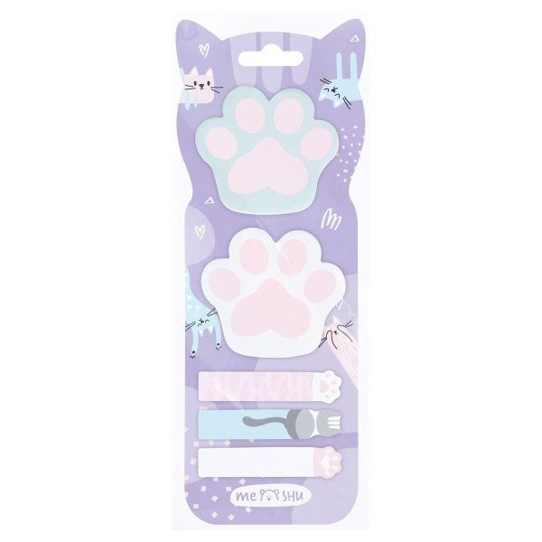 Флажки-закладки и самоклеящиеся блоки в наборе MESHU "Paws" по 20 л, европодвес RE-MS_54259
