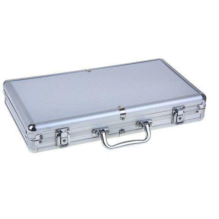 Покер в металлическом кейсе (2 колоды, фишки 300 шт., 5 кубиков) 20.5 х 38 см SIM-278723