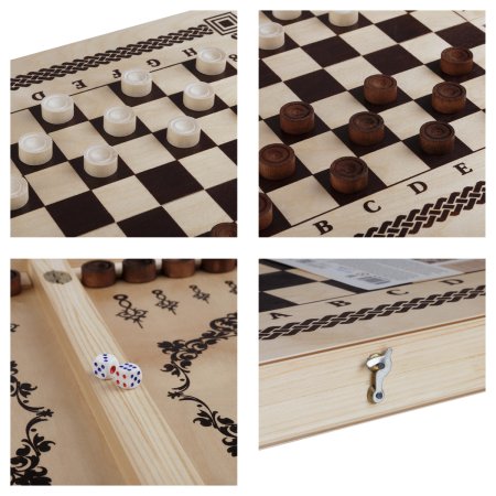 Набор игр 3 в 1 ТРИ СОВЫ "Нарды, шашки, шахматы" обиходные, с деревянной доской 40 x 40 см, поле 29 x 29 RE-НИ_343630