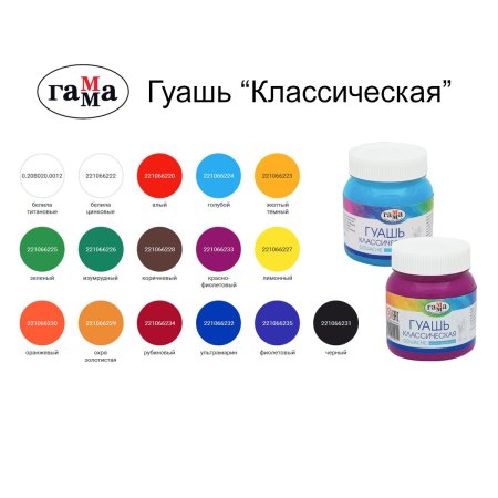 Гуашь ГАММА "Классическая" 220 мл
