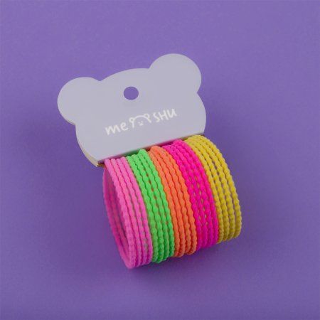 Резинки для волос MESHU неоновые ассорти, 20 шт, европодвес RE-MS_60586