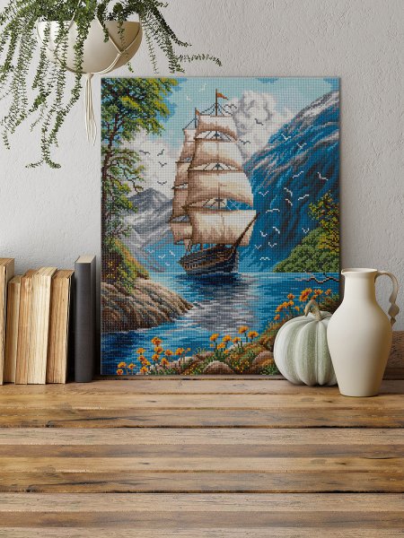 Кристальная (алмазная) мозаика ФРЕЯ на подрамнике "Тихая гавань" 40 х 50 см ALPD-295