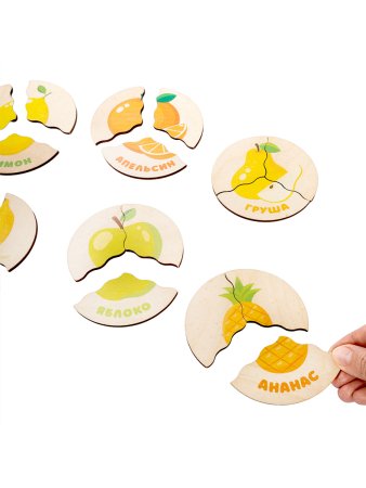 Деревянный пазл Десятое королевство "Фрукты" 6 элементов KOR-04551