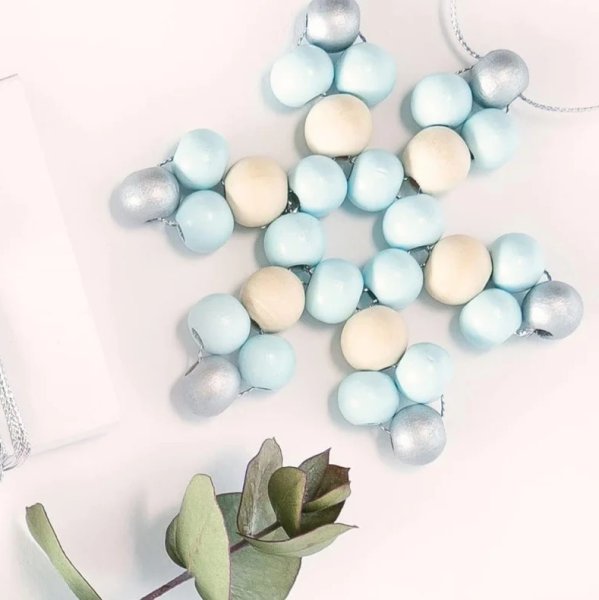 Набор для плетения бусинами FOLIA Sterne-Set Pastel 160 дерев. бусин, серебристый шнур FL-22522