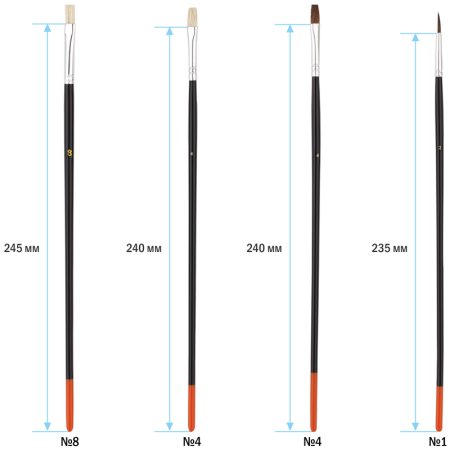 Набор кистей ArtSpace 15 шт пони, щетина, плоские, круглые, блистер RE-SB_3298