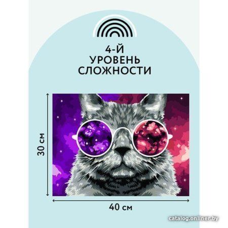 Картина по номерам на холсте ТРИ СОВЫ "Кошачий космос" 30 x 40 см с акриловыми красками и кистями RE-КХ_44089