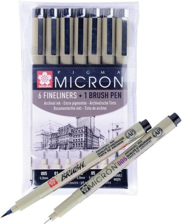 Набор капиллярных ручек SAKURA Pigma Micron Gold Limited Edition 6 шт (0.2, 0.3, 0.35, 0.4, 0.45, 0.5 мм) Черный MPPOXSDKB6YOS