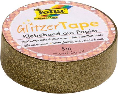 Скотч декоративный FOLIA Glitzer 15 мм x 5 м, с глиттером, золотой FL-28104