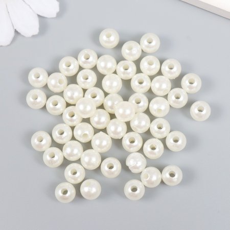 Бусины для творчества пластик "Жемчуг" 20 гр d 0.8 см SIM-1056515