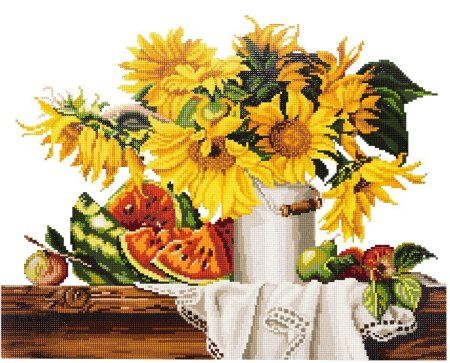 Кристальная (алмазная) мозаика ФРЕЯ на подрамнике "Натюрморт с арбузом" 50 х 40 см ALPD-054