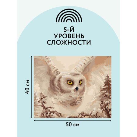 Картина по номерам на холсте ТРИ СОВЫ "Полярная сова" 40 x 50 см, краски, кисть RE-КХ_44165