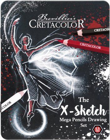 Набор карандашей CRETACOLOR The X-Sketch Mega 12 шт, увеличенные, мет.пенал CR40084 Набор карандашей CRETACOLOR The X-Sketch Mega 12 шт, увеличенные, мет.пенал CR40084