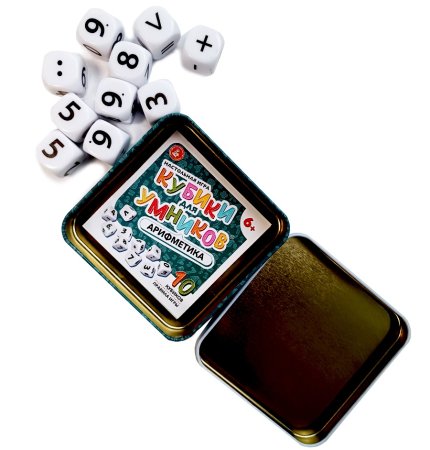 Настольная игра: "Кубики для Умников. Арифметика" в жестяной коробочке KOR-04611