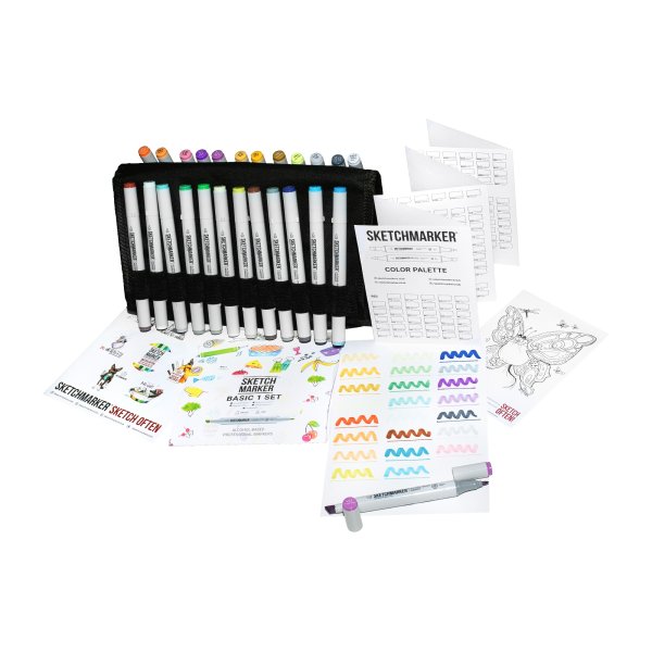 Набор маркеров SKETCHMARKER Basic 1 24 шт базовые оттенки + сумка органайзер MP24bas1
