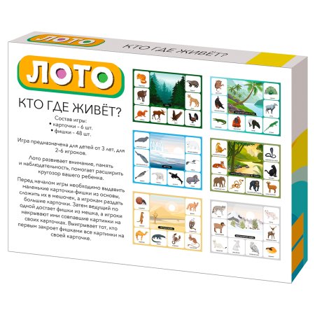 Настольная игра: Десятое королевство Лото "Кто где живет?" (большое), картонная коробка RE-5523 Настольная игра: Десятое королевство Лото "Кто где живет?" (большое), картонная коробка RE-5523