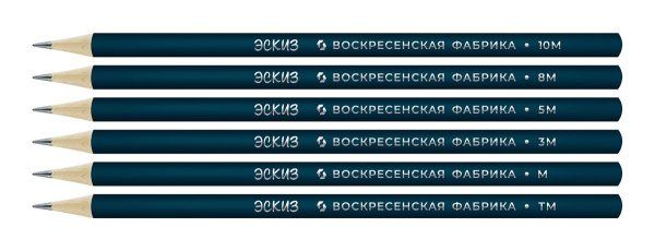 Набор графитных карандашей ВКФ "Эскиз" заточенный 6 шт ассорти 6B-1700