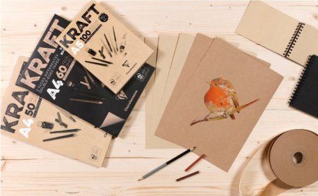 Скетчбук CLAIREFONTAINE Kraft 120 г/м2 A4 50 л, склейка, коричневые листы RH-975815C Скетчбук CLAIREFONTAINE Kraft 120 г/м2 A4 50 л, склейка, коричневые листы RH-975815C