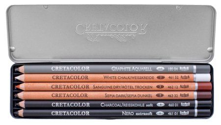 Набор для эскизов CRETACOLOR Primo Basic 6 предметов, мет.пенал CR40006 Набор для эскизов CRETACOLOR Primo Basic 6 предметов, мет.пенал CR40006