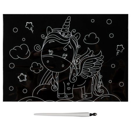 Гравюра с мультицветной основой ТРИ СОВЫ А5 "Милый единорог" RE-GA5_49948