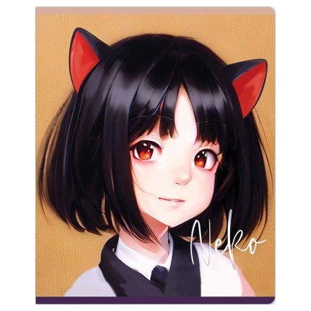 Тетрадь 48л. A5 клетка MESHU "Neko" софт-тач ламинация, тиснение фольгой RE-MS_49784