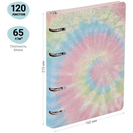 Тетрадь на кольцах 120л. A5 MESHU "Candy color" картон, мат. ламинация, тиснение фольгой RE-MS_44517