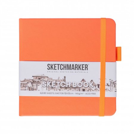 Блокнот для зарисовок SKETCHMARKER 140 г/м2 12 x 12 см 80 л, твердая обложка, Неоновый коралл MP23148052SM