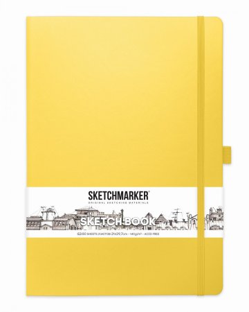 Блокнот для зарисовок SKETCHMARKER 140 г/м2 21 x 30 см 80 л, твердая обложка, Лимонный MP2314304SM