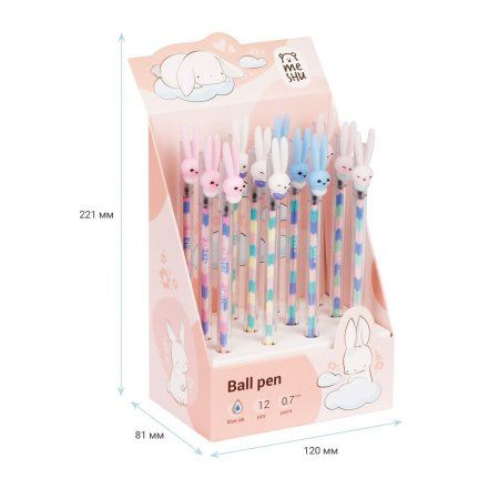 Ручка шариковая MESHU "Ice Cream Rabbit " синяя, 0.7 мм, корпус ассорти, с топпером RE-MS_02873