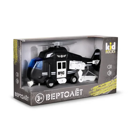 Вертолёт с инерционным механизмом Kid Rocks 1:16 МЧС со звуком и светом IT-YK-2116