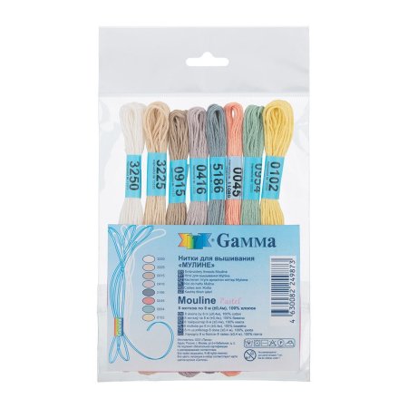 Набор мулине GAMMA "Mouline" 100% хлопок 8 x 8 м Pastel MGM-987