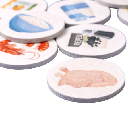 Лото Baby Toys с деревянными фишками "В магазин за продуктами" 6 карточек, 48 фишек, 3+ KOR-05029