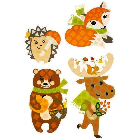 Аппликация фигурная из мягкого пластика EVA ТРИ СОВЫ "Лесные животные" 5 фигур, 190 элементов RE-АП_46527