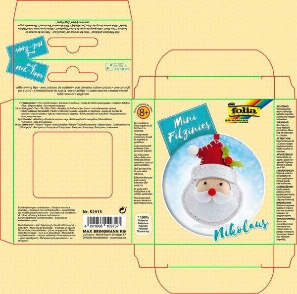 Набор для шитья из фетра FOLIA Santa Claus/Дед Мороз FL-52915