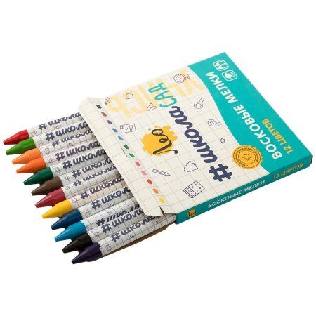 Мелки восковые "Лео" "Учись" 12 цв LCS-12-12