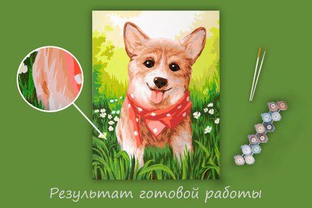 Набор для раскрашивания по номерам (на картоне) ФРЕЯ 40 х 30 см "Корги в бандане" PKZ/PM-058