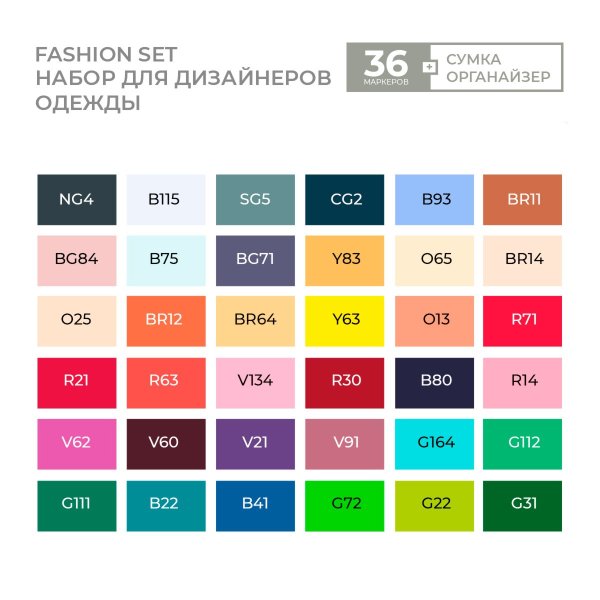 Набор маркеров SKETCHMARKER Fashion Design 36 шт дизайн одежды + сумка органайзер MP36fash