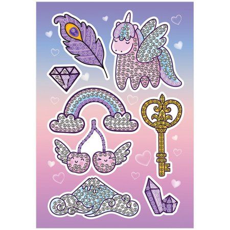 Алмазная мозаика, наклейки ТРИ СОВЫ "Магический единорог" пакет с европодвесом RE-АМН_48222