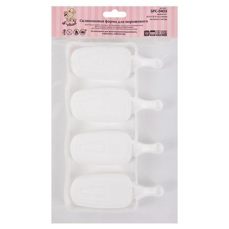 S-CHIEF Форма силиконовая для мороженого 21.5 x 12.5 x 2.1 см "Мини-эскимо" - 4 ячейки SPC-0403