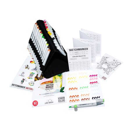 Набор маркеров SKETCHMARKER Food Set 24 шт еда + сумка органайзер MPSM-24FOOD