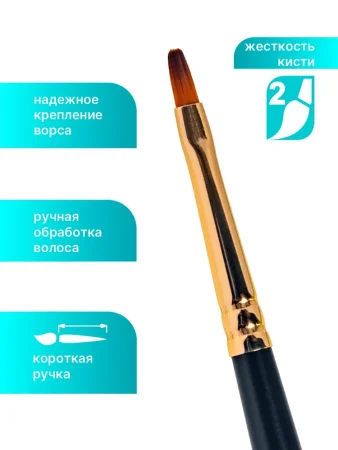 Кисть Roubloff Серия 1S25 синтетика под колонок плоская ручка короткая №4 MPЖS2-04-05Ж