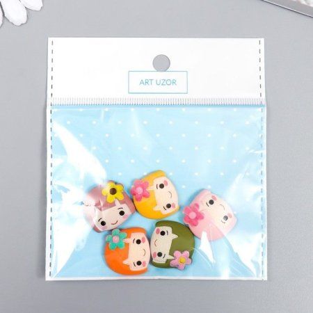 Декор для творчества пластик "Девочка с цветочком" МИКС 2 x 2 см SIM-7706067