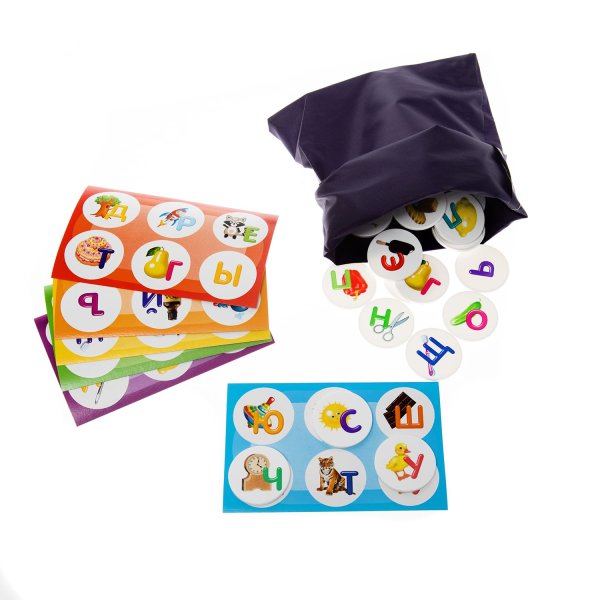 Лото с пластиковыми фишками "Азбука" 6 карточек, 36 фишек, 3+ KOR-04504