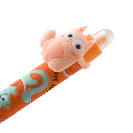 Ручка гелевая стираемая автоматическая MESHU "Cool cats" синяя, 0.5 мм, корпус ассорти, с топпером RE-MS_55635