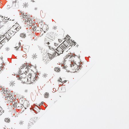 Бумага упаковочная глянцевая 70 x 100 см "Новогодний шик" SIM-9799463 Бумага упаковочная глянцевая 70 x 100 см "Новогодний шик" SIM-9799463
