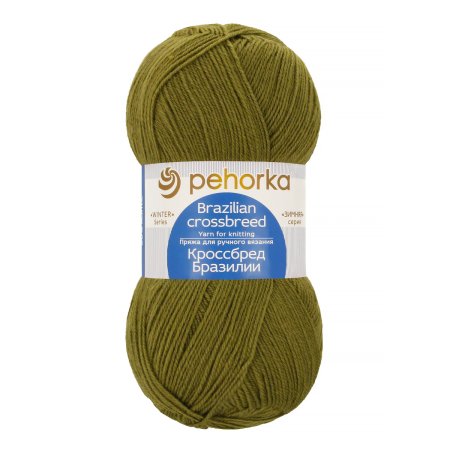 Пряжа Пехорская ПТ "Кроссбред Бразилии" 50% мериносовая шерсть, 50% акрил 1 х 100 г 500 ± 29 м №478 защитный PEH-KRO-478