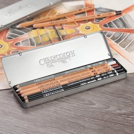 Набор для эскизов CRETACOLOR Primo Basic 6 предметов, мет.пенал CR40006 Набор для эскизов CRETACOLOR Primo Basic 6 предметов, мет.пенал CR40006