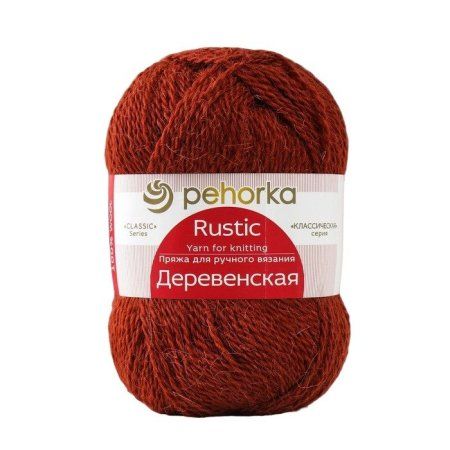 Пряжа Пехорская ПТ "Деревенская" 100% шерсть 1 х 100 г 250 ± 15 м №487 красное дерево PEH-DER-487